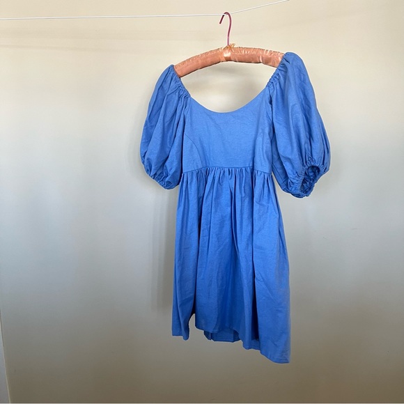 Linen Puff Sleeve Dress - Picture 4 of 14